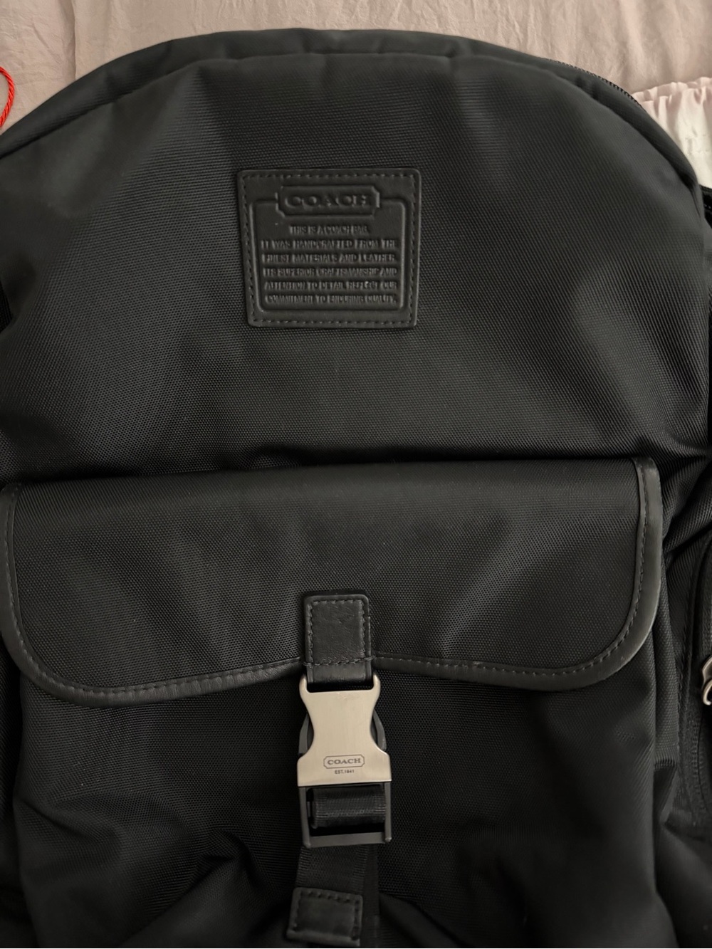 Coach Black Nylon Backpack with Leather Trim - Picture 6 of 7